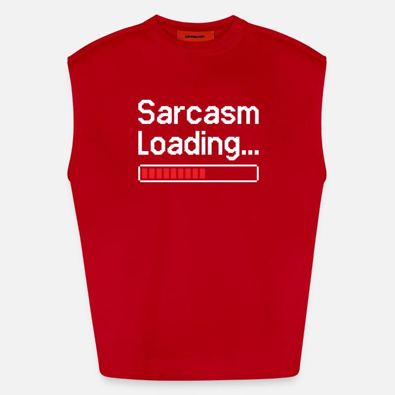 Sarcasm Loading Status - Heavyweight Oversized Organic Tank Top Made in EU - red