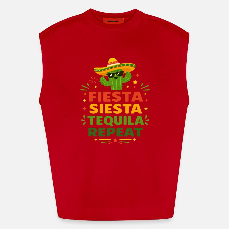 Fiesta Siesta Tequila Repeat Heavyweight Oversized Organic Tank Top Made in EU