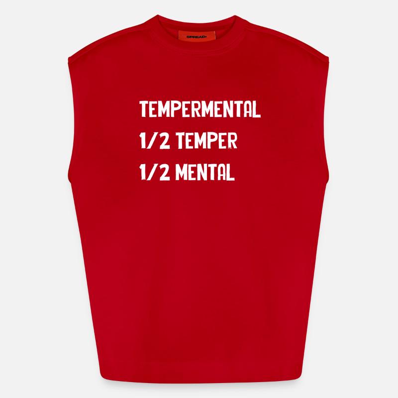 Tempermental split-typografi - Heavyweight oversized organic tanktop made in EU - rød