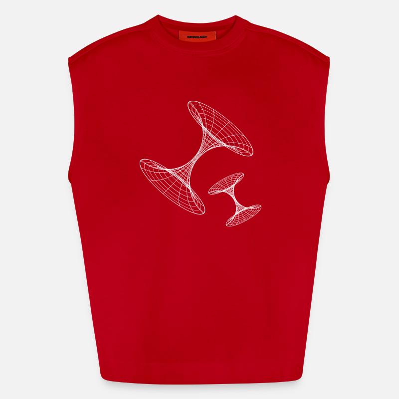 Wireframe Vortex Geometry - Heavyweight Oversized Organic Tank Top Made in EU - red