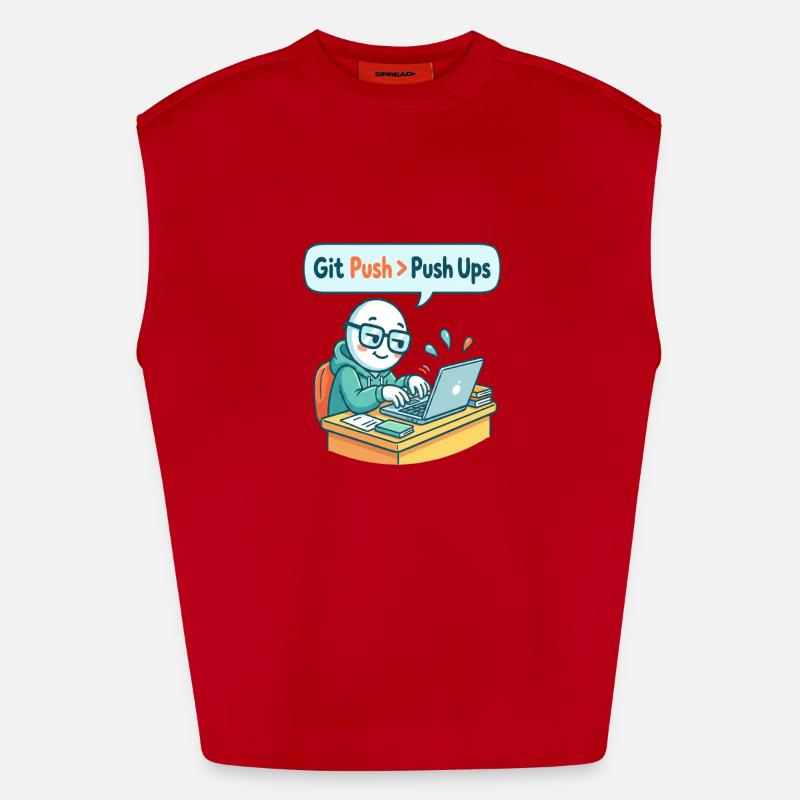 Git Push > Push Ups - Heavyweight Oversized Organic Tank Top Made in EU - Rot