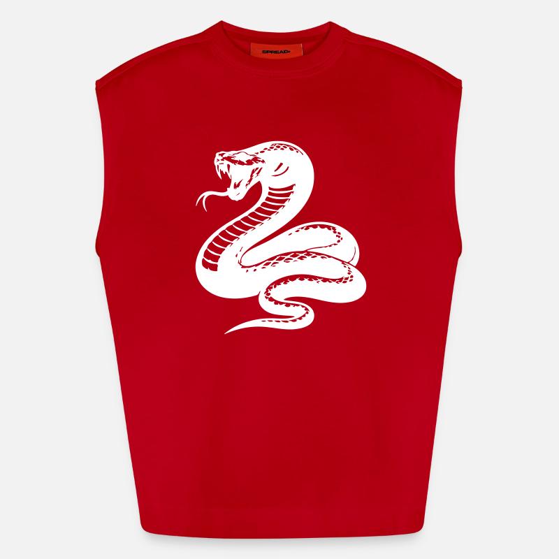 Snake Python Silhouette - Heavyweight Oversized Organic Tank Top Made in EU - red