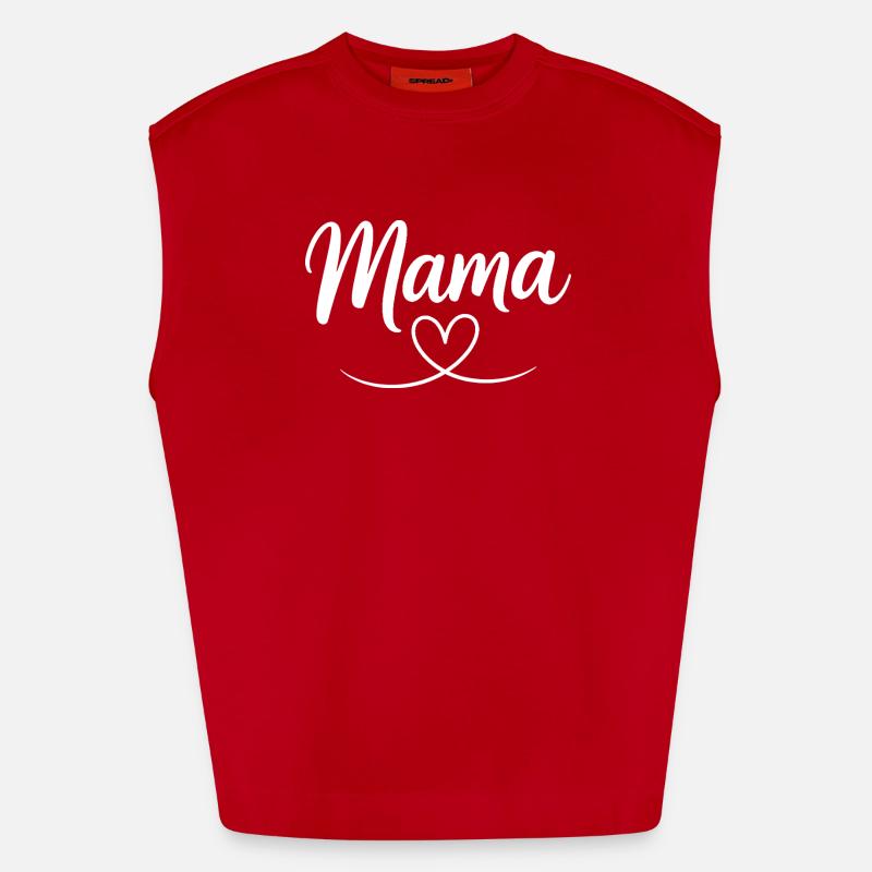 Mama Heart Script - Heavyweight Oversized Organic Tank Top Made in EU - red