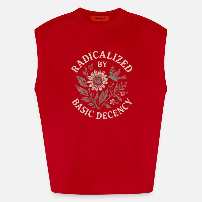 Radicalized By Basic Decency Floral Design Heavyweight Oversized Organic Tank Top Made in EU