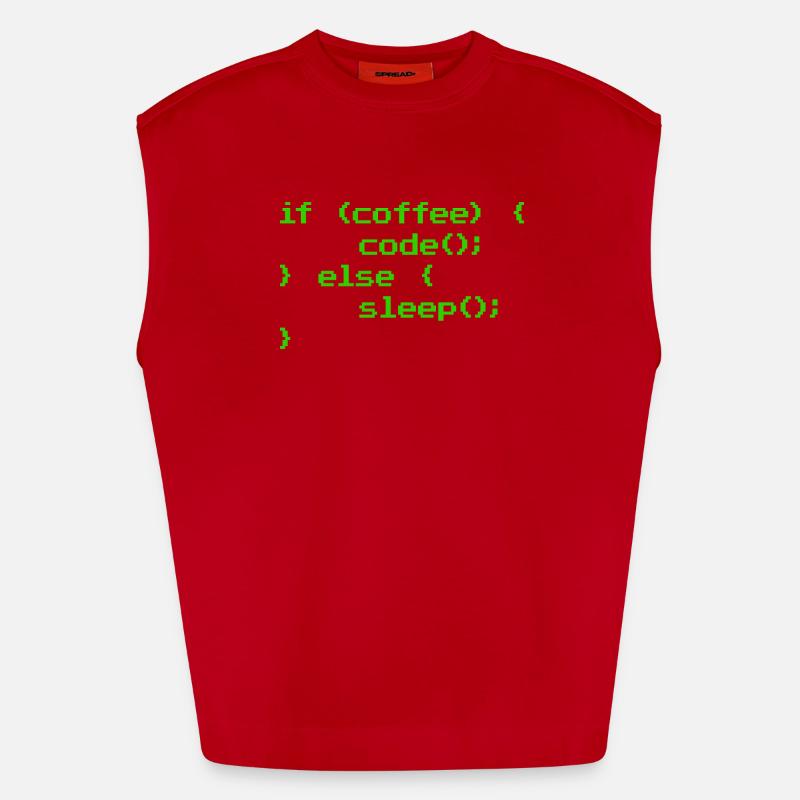 No Coffee No Code Programmer Computer Scientist - Heavyweight Oversized Organic Tank Top Made in EU - red