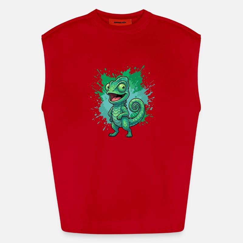 Fond éclaboussuré caméléon vert Débardeur bio épais oversize fabriqué en UE