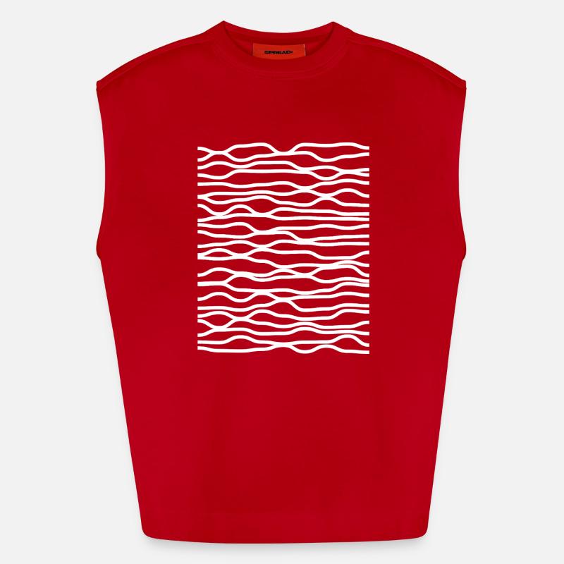 Zebra Wave Stripe Pattern - Heavyweight Oversized Organic Tank Top Made in EU - red