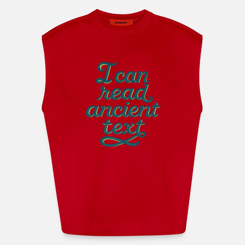 Ancient Script Tee - Heavyweight Oversized Organic Tank Top Made in EU - red