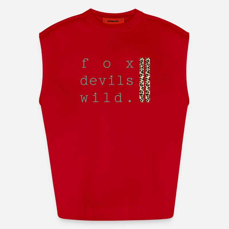 Fox Devil Wild Leopard - Heavyweight Oversized Organic Tank Top Made in EU - red