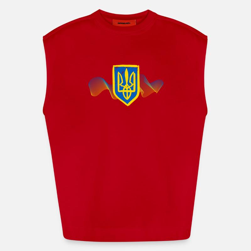 Conception de l’emblème du trident ukrainien Débardeur bio épais oversize fabriqué en UE