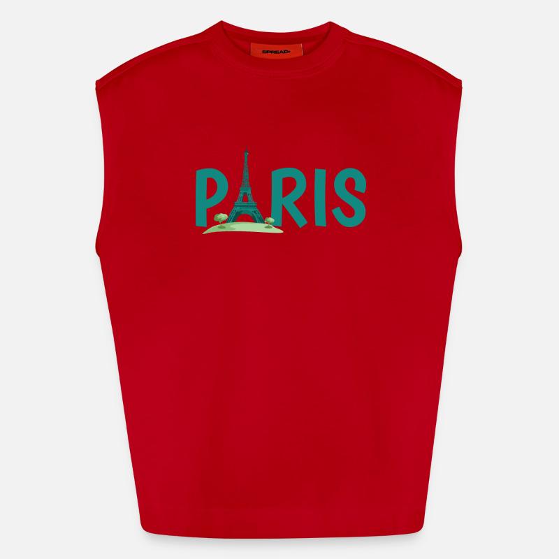 Paris Skyline with Eiffel Tower Illustration Heavyweight Oversized Organic Tank Top Made in EU