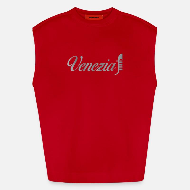 Venezia Script Metallic - Heavyweight Oversized Organic Tank Top Made in EU - red