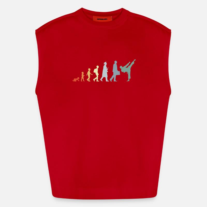 Retro Karateka Evolution - Heavyweight Oversized Organic Tank Top Made in EU - red