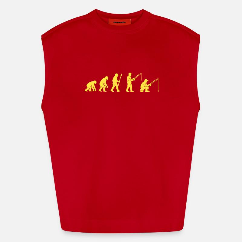 Fishing Evolution Path Design - Heavyweight Oversized Organic Tank Top Made in EU - red