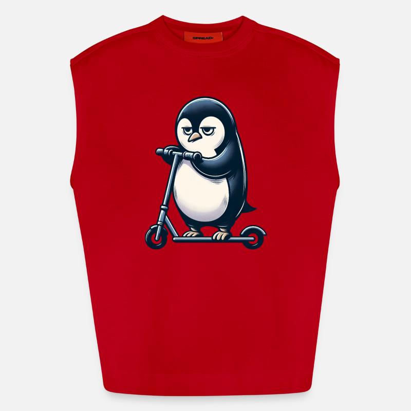 Grumpy Mops auf Kickroller lustig Hund Heavyweight Oversized Organic Tank Top Made in EU