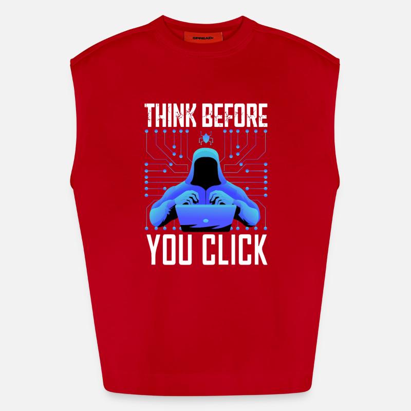 Hacker-Hacker-Hacker-Programmierer Linux Cybersicherheitsdaten - Heavyweight Oversized Organic Tank Top Made in EU - Rot