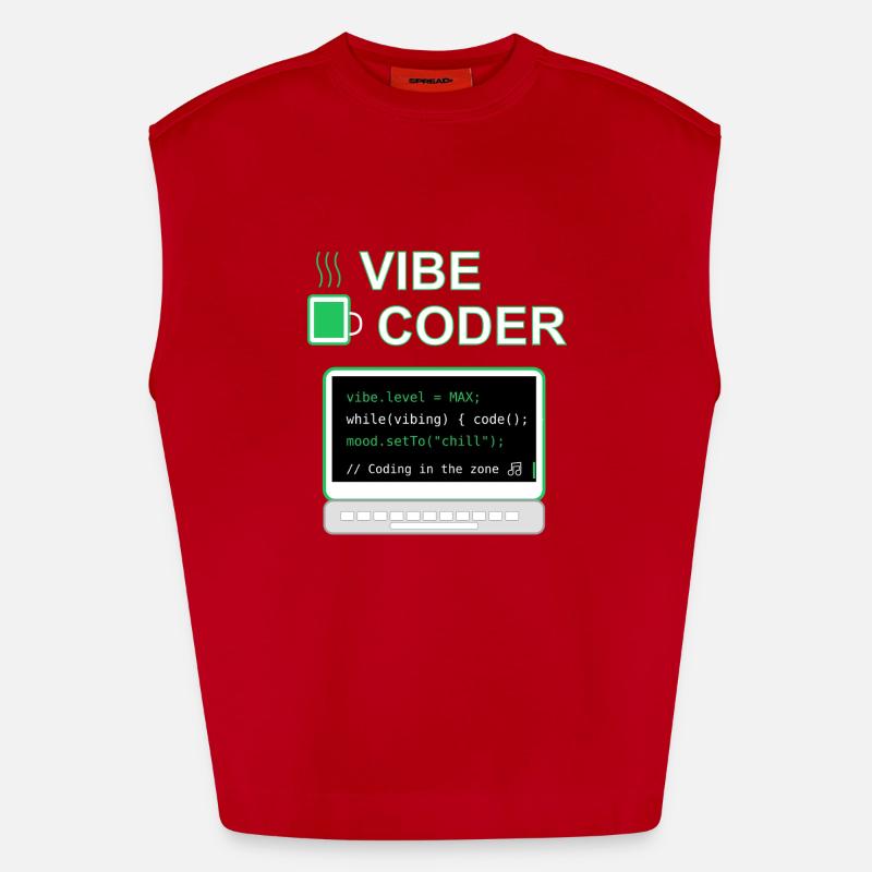 Vibe Coder - Heavyweight Oversized Organic Tank Top Made in EU - red