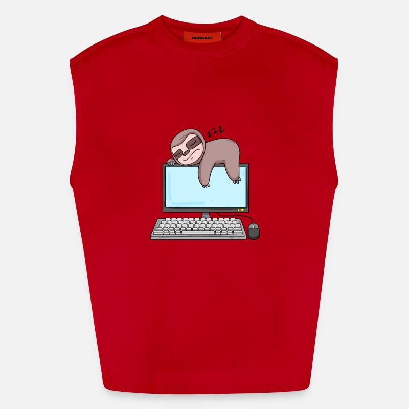 Computer Nerd Programmer Gift - Heavyweight Oversized Organic Tank Top Made in EU - red