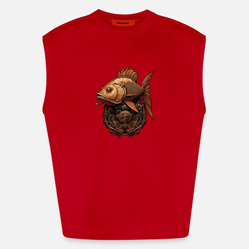 Steampunk Fish Heavyweight Oversized Organic Tank Top Made in EU