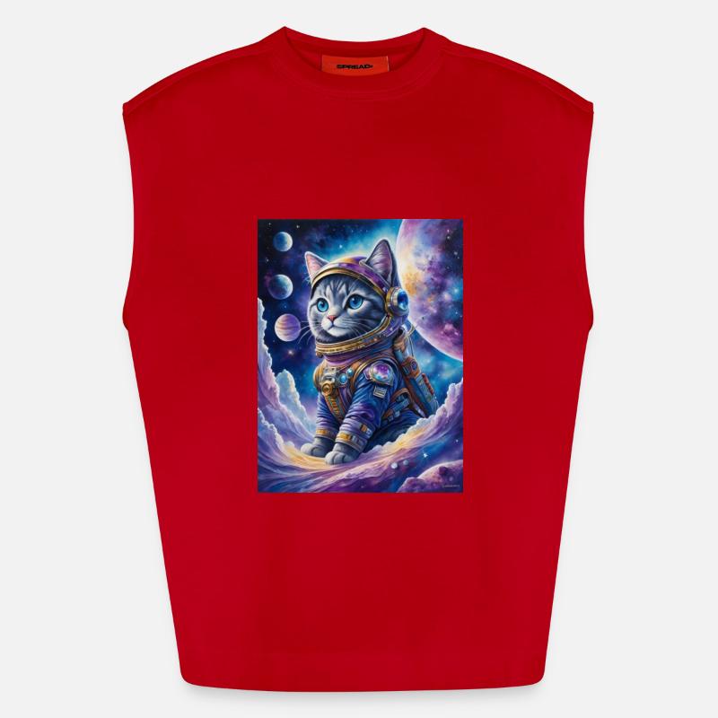 chat astronaute Débardeur bio épais oversize fabriqué en UE