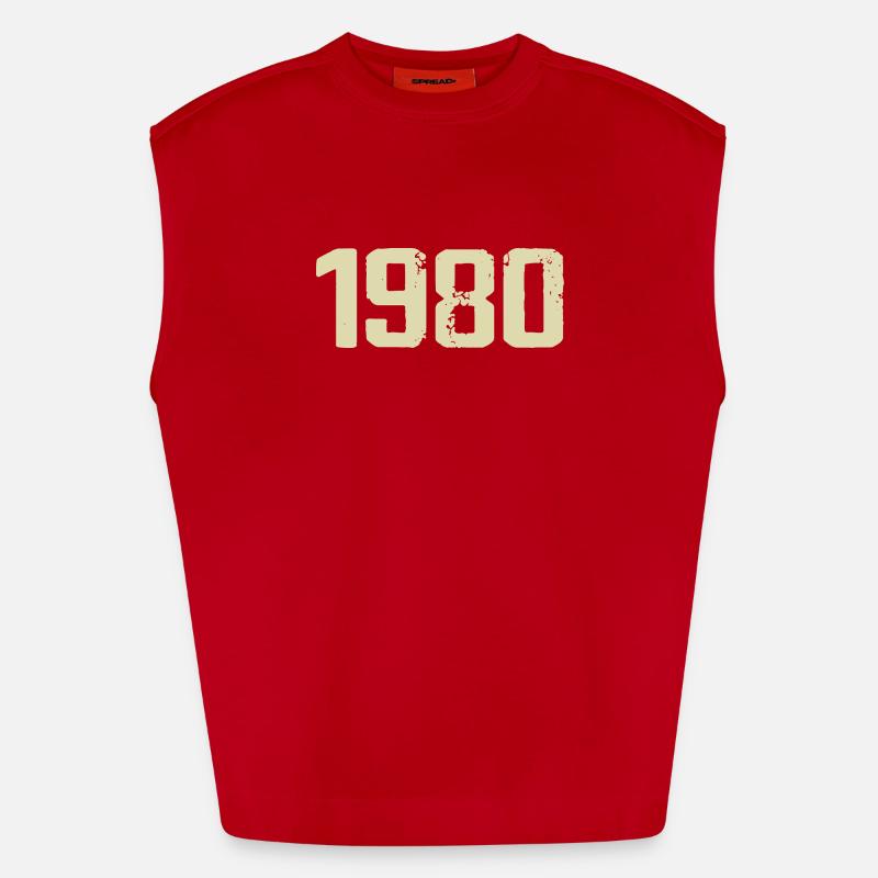 Jubilee 1980 - Heavyweight Oversized Organic Tank Top Made in EU - red