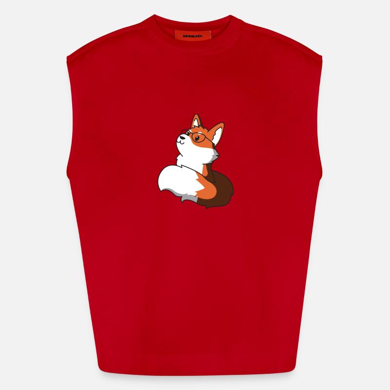 Sly fox with glasses gift idea nerd idea Heavyweight Oversized Organic Tank Top Made in EU