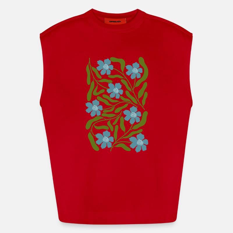 Fleurs bleues Débardeur bio épais oversize fabriqué en UE