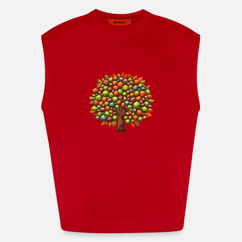 Autumn Elegance: Polygonal Deciduous Tree in Heavyweight Oversized Organic Tank Top Made in EU