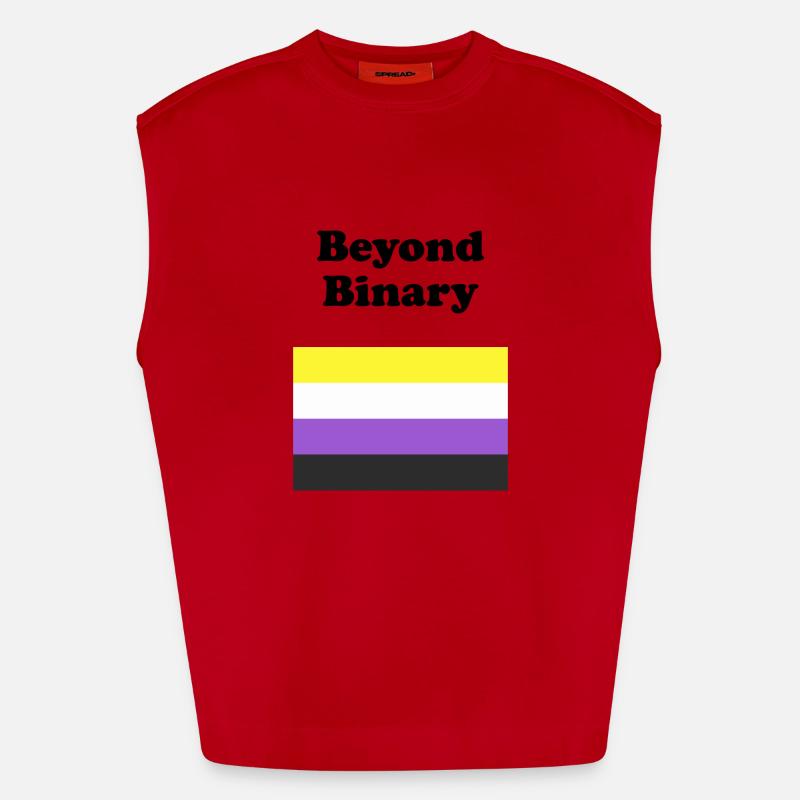 Non Binary Flag Beyond Binary - Heavyweight Oversized Organic Tank Top Made in EU - red