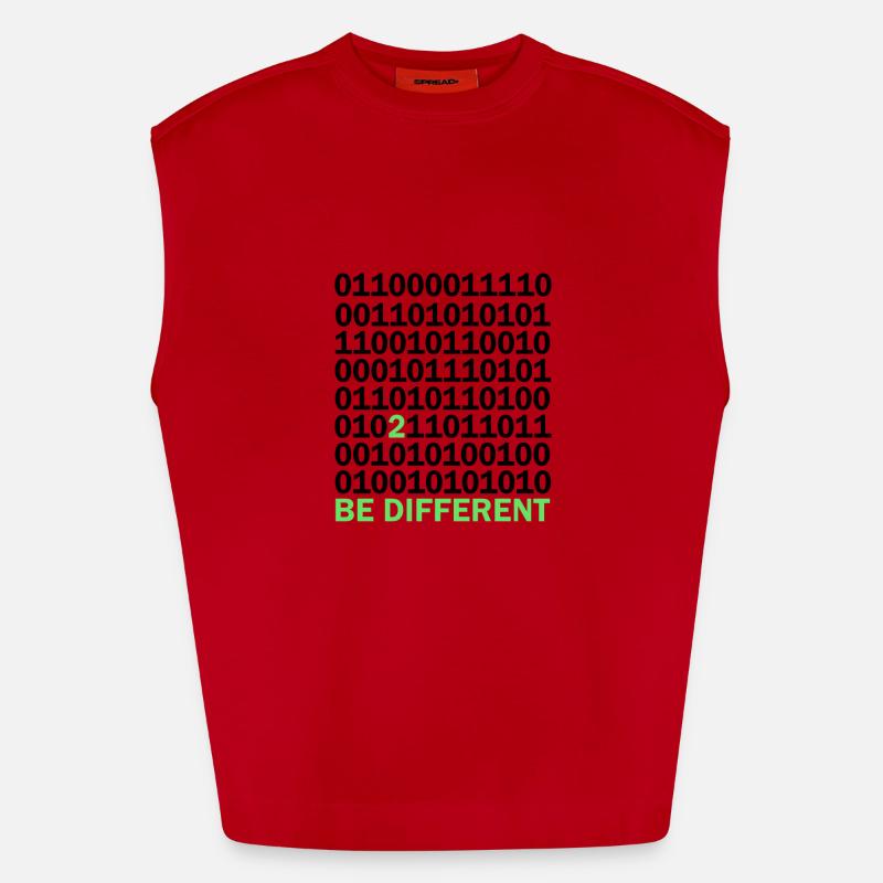 Be Different Binary Code Nerd Gift Heavyweight Oversized Organic Tank Top Made in EU
