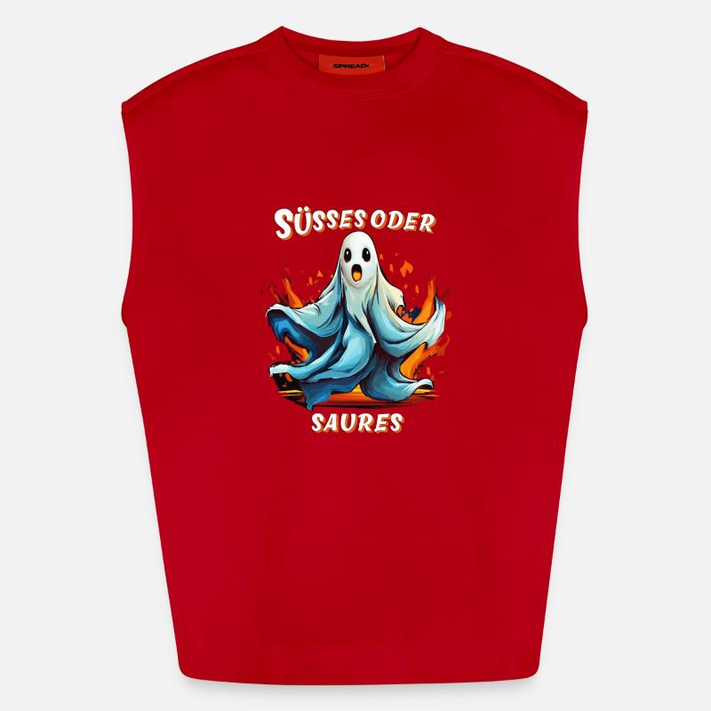 GEIST HALLOWEEN SÜSSES ODER SAURES - Heavyweight Oversized Organic Tank Top Made in EU - Rot
