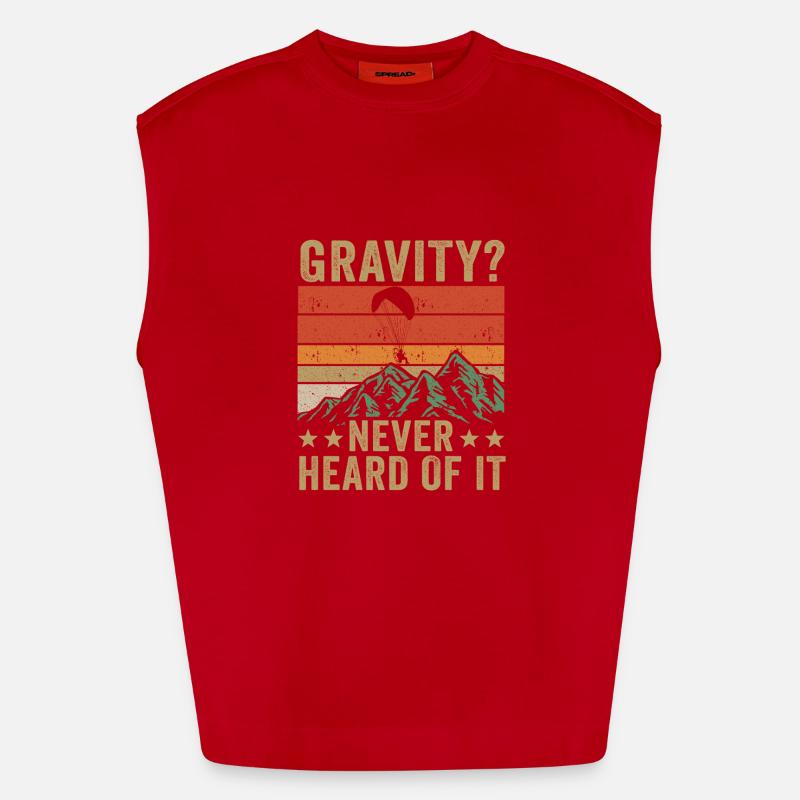 Hilarious Paramotor Gravity Meme - Heavyweight Oversized Organic Tank Top Made in EU - red