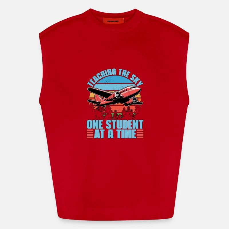 Flight Instructor Teaching The Sky Flight Lesson Heavyweight Oversized Organic Tank Top Made in EU