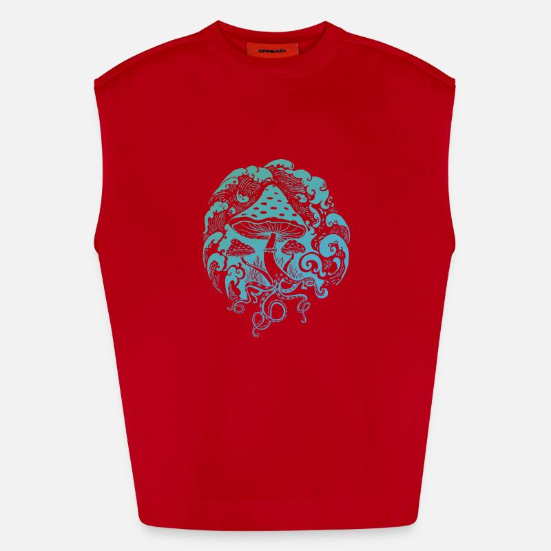 Toadstool Octopus Octopus - Heavyweight Oversized Organic Tank Top Made in EU - red