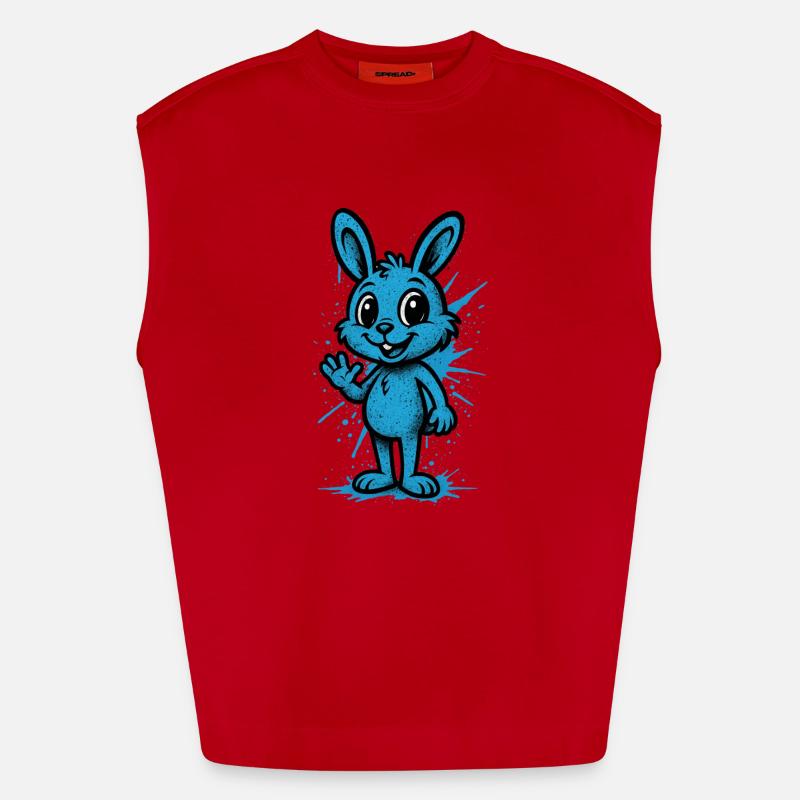Graphique Blue Splash Bunny Débardeur bio épais oversize fabriqué en UE