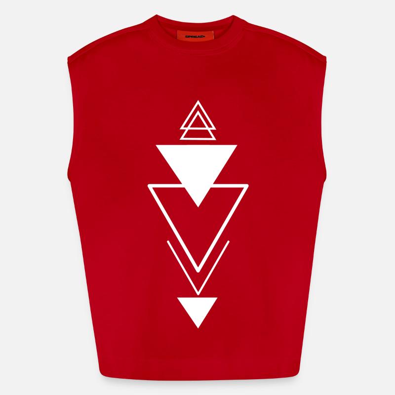 Triangular symbol (white) - Heavyweight Oversized Organic Tank Top Made in EU - red