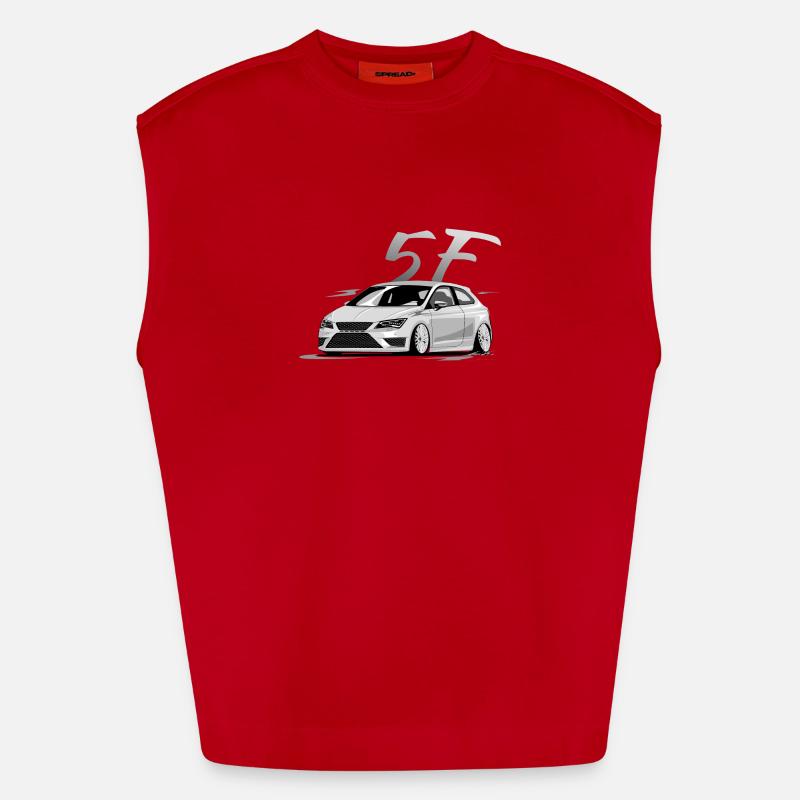 Leon 5f fr, Low, Deep, Stanced, Cupra - Heavyweight Oversized Organic Tank Top Made in EU - Rot