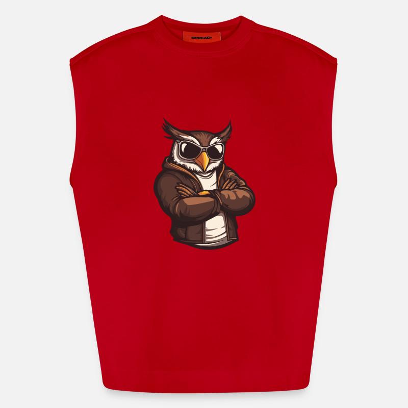 Owl Comic Cool - Heavyweight Oversized Organic Tank Top Made in EU - red