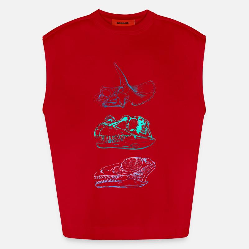 Dinosaur Skulls - Heavyweight Oversized Organic Tank Top Made in EU - red