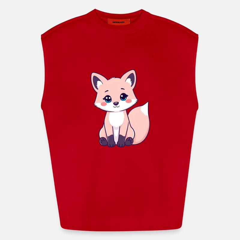 Curious Ginger Tabby Fox with Striking Pink Cheeks Heavyweight Oversized Organic Tank Top Made in EU