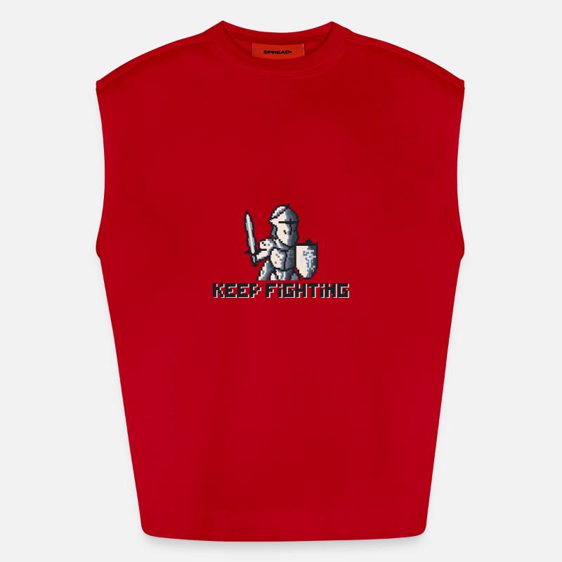 Chevalier Pixel Art - Keep Fighting Débardeur bio épais oversize fabriqué en UE