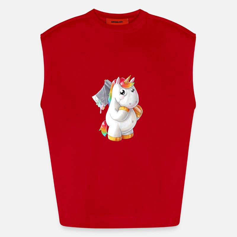 Comic Einhorn mit Axt Heavyweight Oversized Organic Tank Top Made in EU