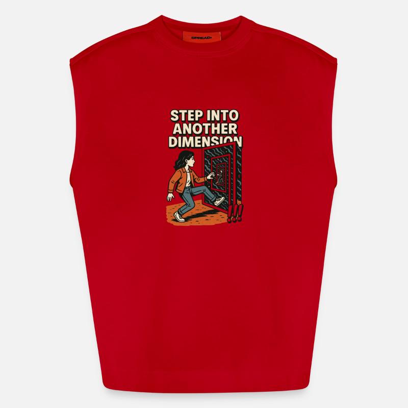 Step into another Dimension - Heavyweight Oversized Organic Tank Top Made in EU - red