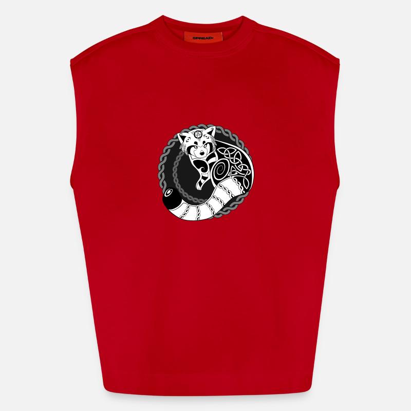 Celtic Red Panda / Red Panda (Circle / Black) Heavyweight Oversized Organic Tank Top Made in EU