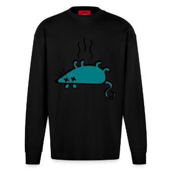 Une souris morte - Manches longues bio épais oversize fabriqué en UE - SOLID BLACK - Devant