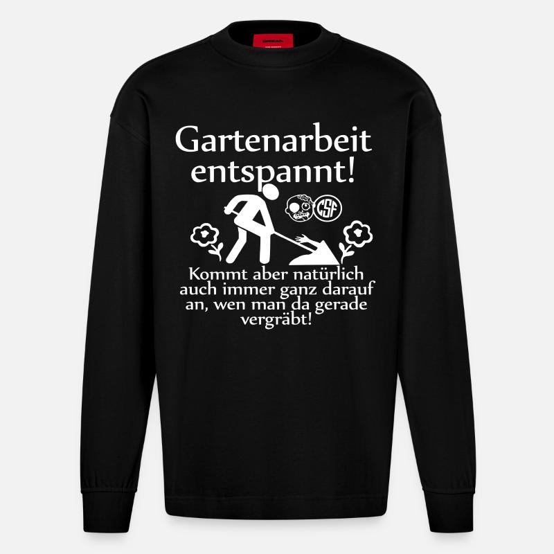 Gartenarbeit entspannt ... - Heavyweight Oversized Organic Langarmshirt Made in EU - SOLID BLACK