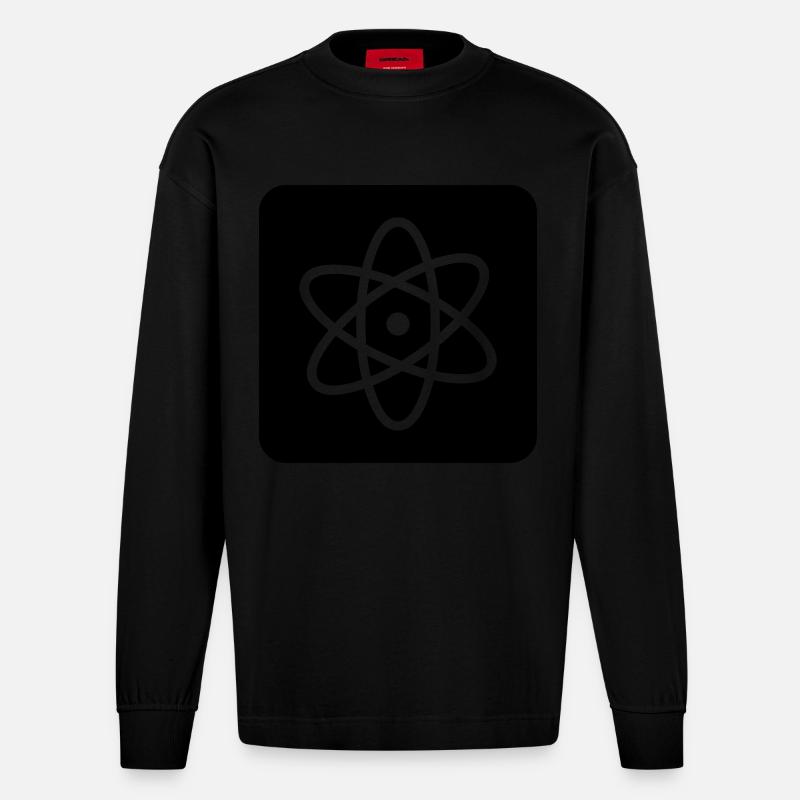 Achtung: Atomphysik - Heavyweight Oversized Organic Langarmshirt Made in EU - SOLID BLACK