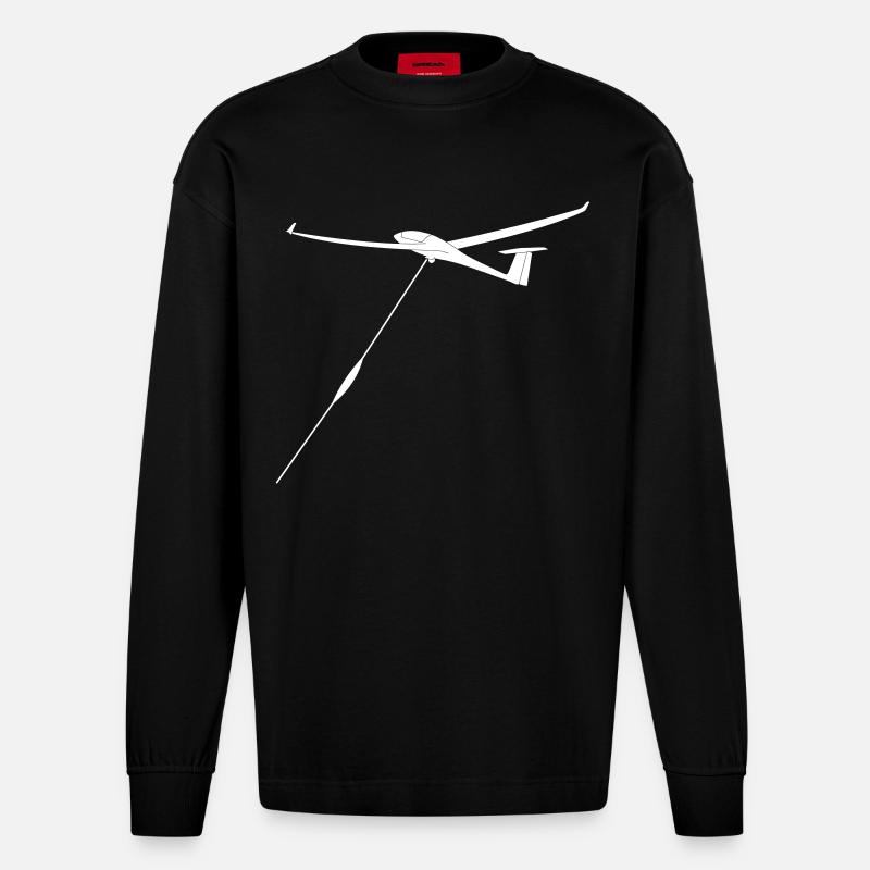Windenstart Segelflieger - Heavyweight Oversized Organic Langarmshirt Made in EU - SOLID BLACK
