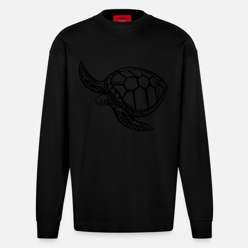 Schildkröte - Heavyweight Oversized Organic Langarmshirt Made in EU - SOLID BLACK