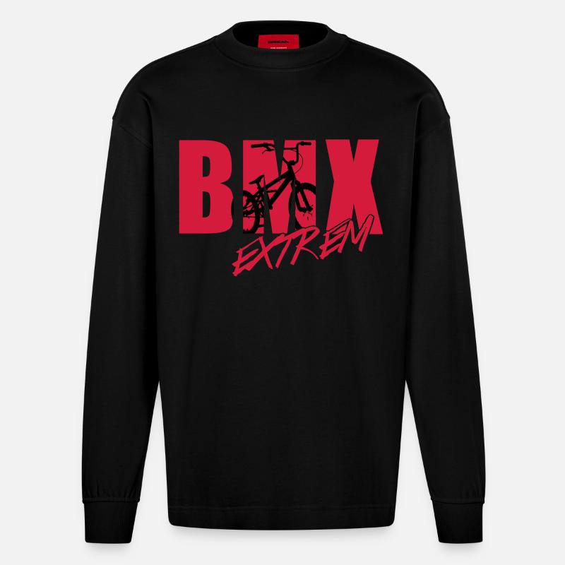 bmx 2_2c - Heavyweight Oversized Organic Longsleeve Shirt Made in EU - SOLID BLACK